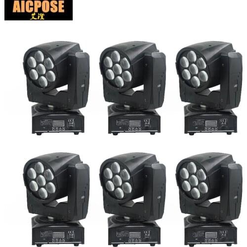 6units LED Moving Head Zoom Light 16 DMX Channel 7*12W RGBW 4IN1 Color DMX 7x12w Beam Light Moving Head Light Professional Stage