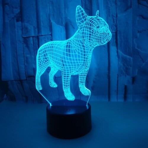 Dog 7 color 3d Nightlight Touch controlled Vision 3d Table Lamp French Bulldog Christmas Gift Childrens Toys Desk Lamp