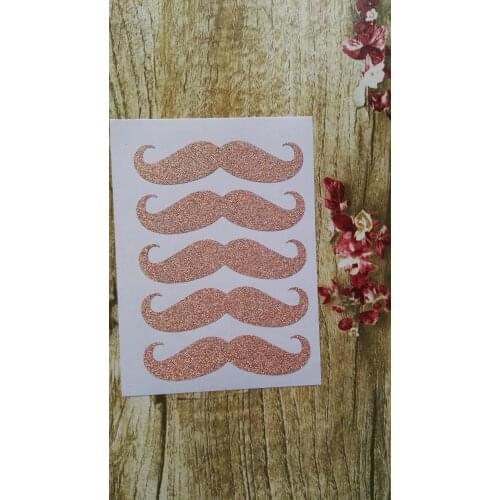 8x2cm Rose Gold Glitter Sticker Seal - Mustache