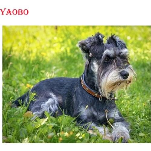 DIY 5D Diamond Painting schnauzer dog full drill square Embroidery diamond round 3d Cross Stitch diamond Mosaic rhinestones art