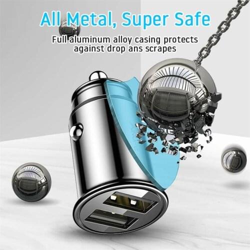 ODOMY 12-24 V Dual USB Car Charger 2.4A Fast Charging For Universal Iphone Mini USB Auto Charging Car Charger Accessories