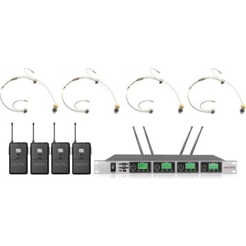 Bolymic professional UHF 4 Channels PLL Four Beige Headset draadloze microfoon microphone