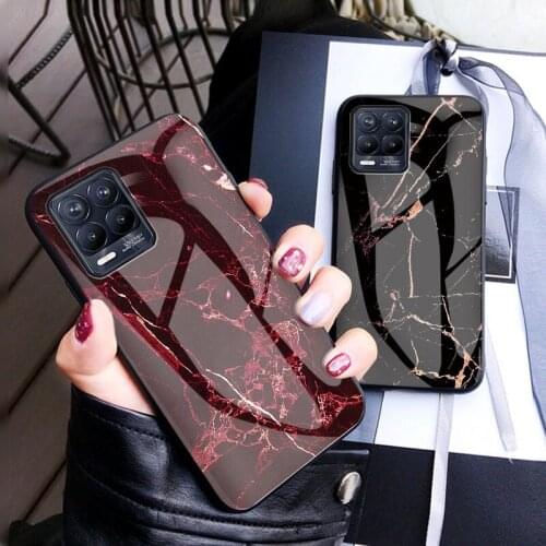 For OPPO Realme 7i Case Luxury Marble Tempered Glass Phone Cover For Realme 8 7 6 5 3 Pro Case Coque Soft Bumper Shell Fundas