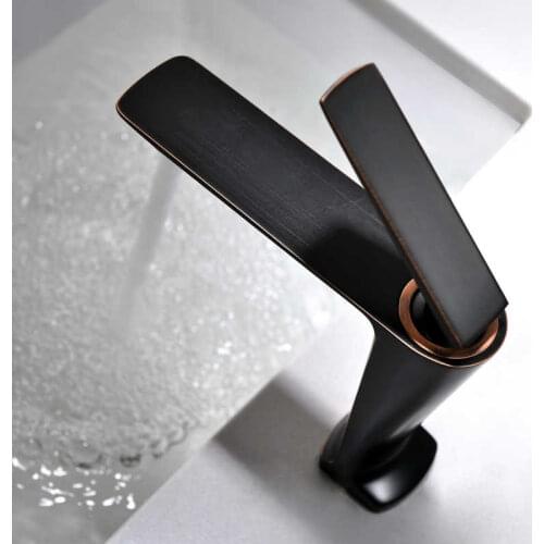 Black toilet faucet single handle hot water switch and cold mixer taps sink deck on basin faucet