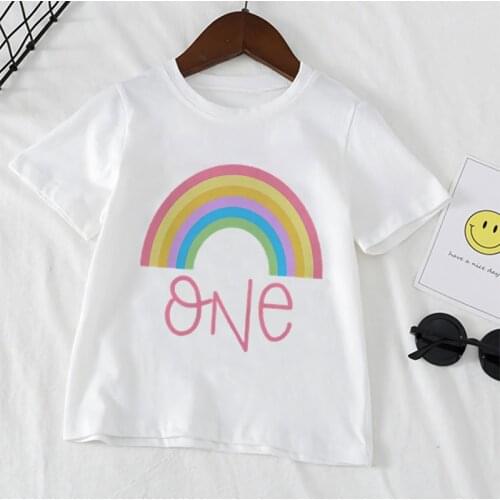 Kids Cute T Shirt Tops Boys Girls Toddler Rainbow Casual Tees Kawaii Clothes Summer Baby Cartoon New Short Sleeve T-shirt,YKP163