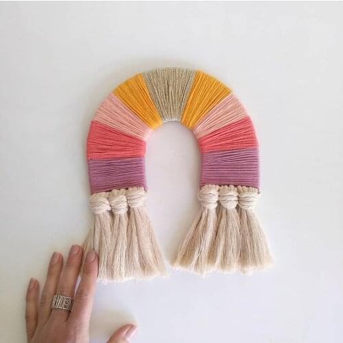 Baby Girl Room Decor Rainbow Hand-woven Hanging Ornaments Wall Decoration Hanging Gifts Kids Infant Room Accessories Photo Props