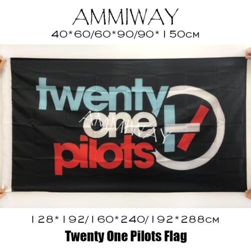AMMIWAY Any Size Large Twenty One Pilots Flag Alternative Hip Hop Skeleton Clique Symbol Custom Single double Flags and Banners
