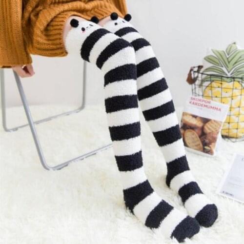 Sexy Cute Panda Womens Stockings Gaiters Striped Long Socks Thigh High Stockings Female Warm Over Knee Socks Women Stocking