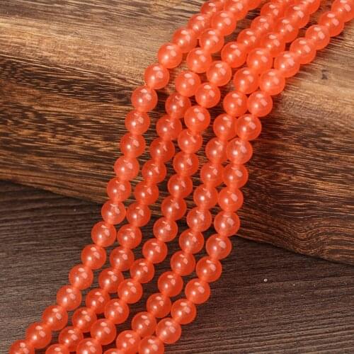 KANGKANG High Quality Natural Stone Orange Round Loose Beads 15" Strand 4mm 6mm 8mm 10mm 12 mm DIY charm Bracelet Making Jewelry