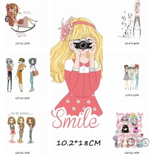 Beautiful Fashion Girls Heat Transfers Patch A-level Washable Iron On Applique For T-shirt Dresses DIY Clothes Decoration E