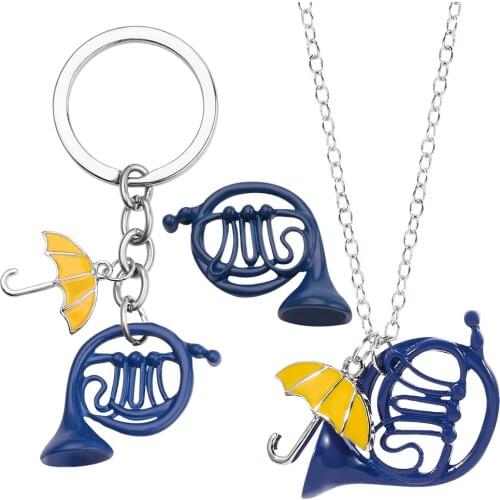 Freeshipping 1pc a lot HIMYM How I Met Your Mother Yellow Umbrella mother Blue French Horn Necklace xl0510