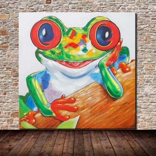 Mintura Hand Painted Cartoon Animal Oil Painting Lovely Frog Wall Stickers For Kids Room Living Bedroom Dining Office Cafe Decor