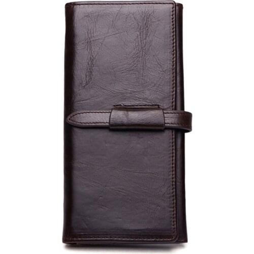 Men Wallets Genuine Leather Vintage Design Business Male Wallet Fashion Coin Purse RFID Card Holder Long Clutch Wallets