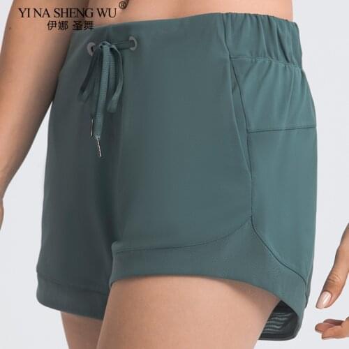 Naked-feel Buttery-soft Loose Fit Training Sport Yoga Shorts Women Waist Drawstring Gym Run Fitness Workout Shorts Sportswearh