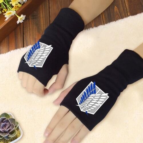 2019 New Hot Sale Anime Attack on Titan Finger Cotton Warm Knitting Wrist Gloves Mitten Lovers Anime Accessories Cosplay