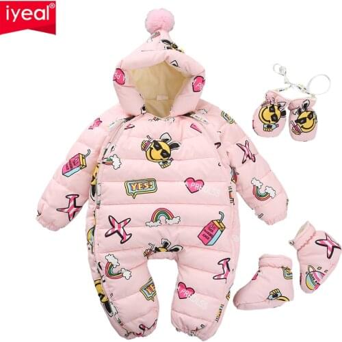 IYEAL NEWEST Warm Overalls Winter Childrens Baby Duck Down Rompers Infant Boy Girl Thick Jumpsuit Baby Wear Kid Newborn Clothes