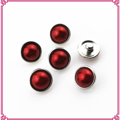 New arrive 20pcs/lot 12mm red pearl snap buttons for 12mm snap button bangle bracelet diy jewelry
