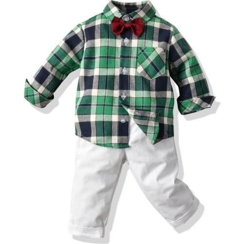 New Style Explosive Children Autumn And Winter Bow Shirt Coat Comfortable Trousers Set