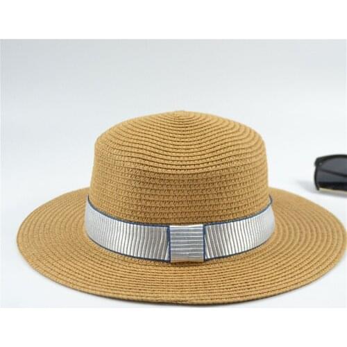 Beach Sun Hat Korean Version Ladies Striped Ribbon Straw Adjustable Hats Short Eaves Female Outdoor Fashion Cap Wholesale H055