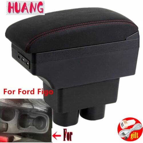 For Ford Figo Armrest Box For Ford Figo Interior Parts Car Armrest box Retrofit parts Storage box with USB LED