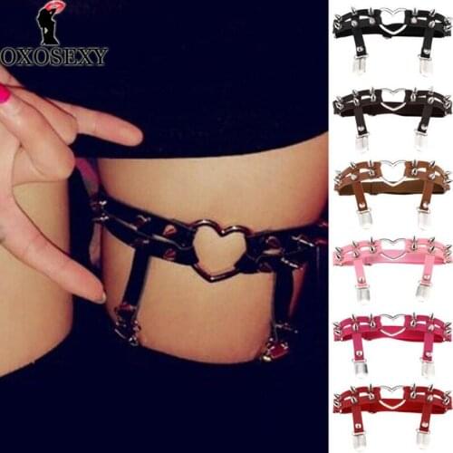 Women Rock Pub Garter Belt Rivets Harness Leg Ring Garters Adjustable Suspender Belt Punk Strumpfband Gothic Suspenders Sex 397