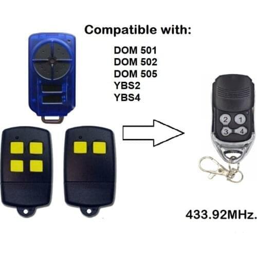 For DOM501,DOM502,DOM505,YBS2,YBS4 433.92MHZ replacement Rolling code garage door remote control free shipping