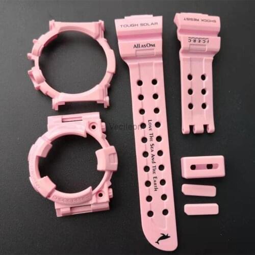 Pink Silicone Rubber Watchband And Bezl For GWF-1000 Watch Strap Watch Bands Case Cover Waterproof Sport Watchbands With Tools