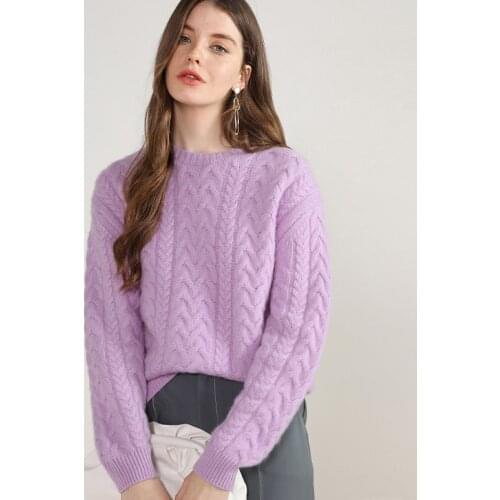 Luxury Winter New Styles 100% Cashmere Oversized Sweater Women Fashion Cable Knitted Thick Warmlong Sleeve Soft Pullovers