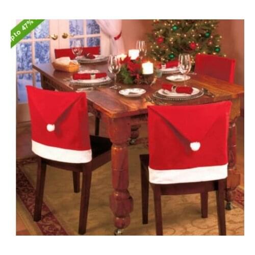 Christmas Santa Claus Chair Cover Fabric Santa Hat Christmas Chair Slip Covers Kitchen Chair Covers Free Shipping 300pcs/lot