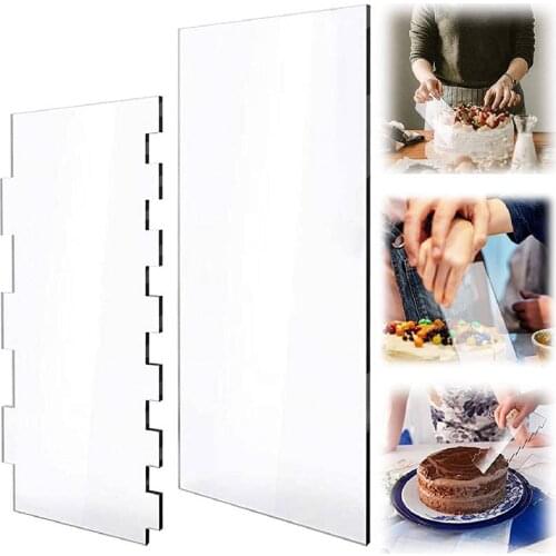 2pcs 9inch Side Edge Cream Cake Scraper Clear Acrylic Cake Scrape DIY Cream Cake Decorating Scraper Pastry Icing Design Scraper