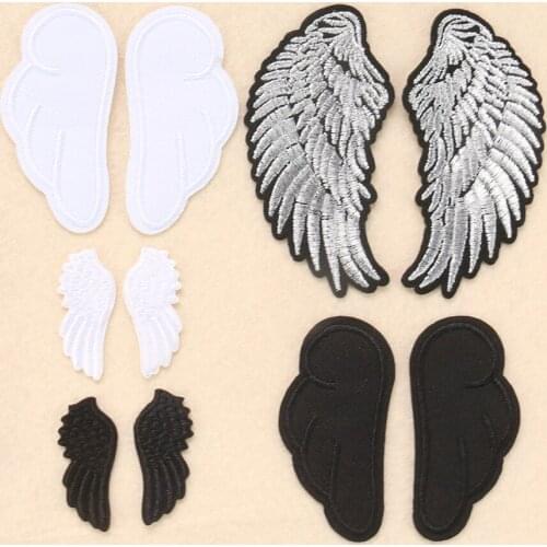 Wing Cloth Patch Embroidery Boutique Large Medium And Small Black And White Feather Wings Clothing Bag Personality Accessories