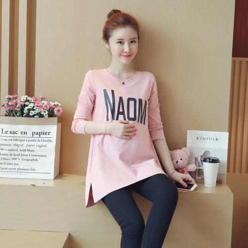 1005# Maternity Clothes Spring Autumn Cotton Letter Printing Maternity Tops Clothes for Pregnant Women Casual T Shirt Dress