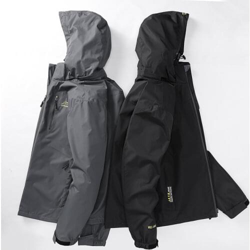 Size 7XL 8XL Mens Windbreaker Jackets Spring Fall Waterproof Military Hooded Tactical Coat Man Softshell Outwear Hunt Clothes