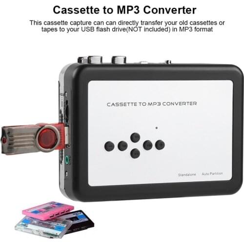Multifunctional Cassette Converter Portable Cassette Tape to MP3 Converter USB Flash Drive Capture Audio Music Player