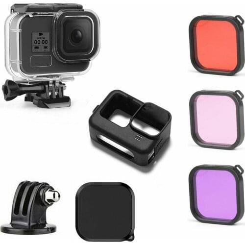 45M Waterproof Case Underwater Dive Housing 3 color Filter Adapter ring + cover silicone sleevefor GoPro Hero 9 Top