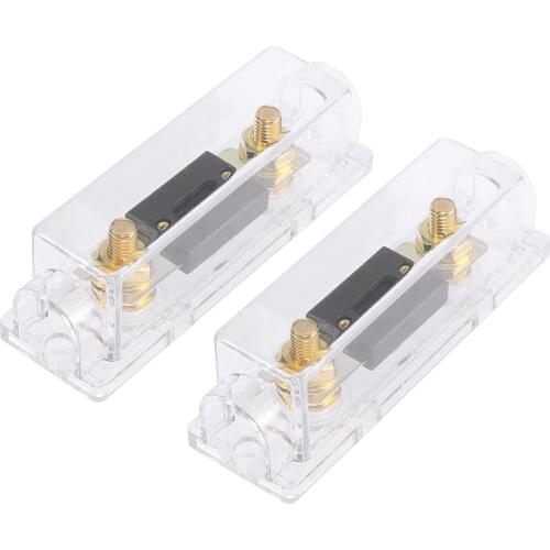 Uxcell 2pcs Transparent Car Fuse With In-Line Holder Box Audio Video 60A 80A 100A 150A 200A 250A 300A ANL Fusible