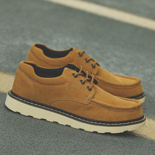 YIGER Mens Casual shoes New Man Tooling shoes British style business casual shoes platform Martins boots Square head outdoor