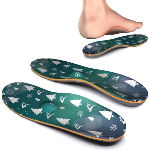 Green Christmas iFitna Original Length High Arch Support Insoles for Men and Women flat feet Orthotic Inserts