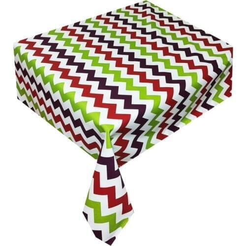 Zeren Home Green Red Purple Zigzag Carefree Table Cloth 150x150 cm