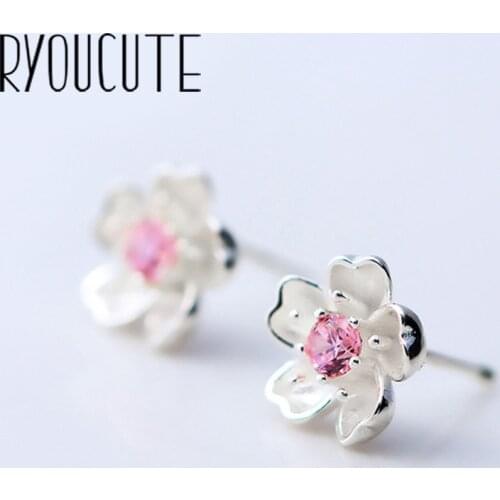 New Arrivals Drop Shipping Fashion Silver Color Stud Earrings Crystal Flower Stud Earrings For Women Jewelry