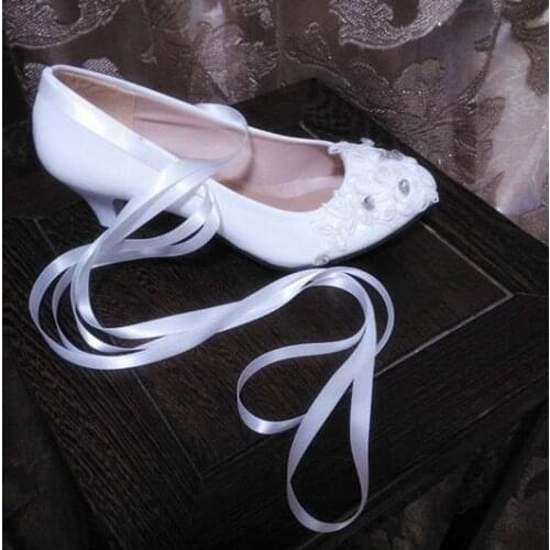Plus size 41 42 white lace wedding shoes woman ankle sexy romantic riband straps handmade bridal lace rhinestones wedding shoes