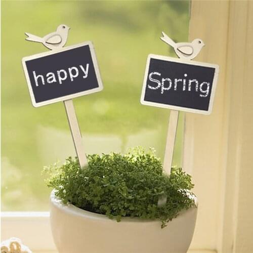 10Pcs/Set Wooden Cute Bird Garden Labels Gardening Plant Classification Sorting Sign Tag Ticket Writing Plate Board Plug in Card