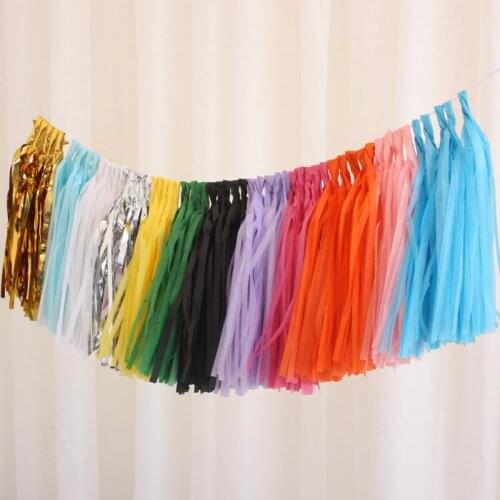 10pcs/lot 10 Tassel Streamers Paper Trassel Pendant Flag Banner Wedding Birthday Baby Show Party Decoration String of Flag