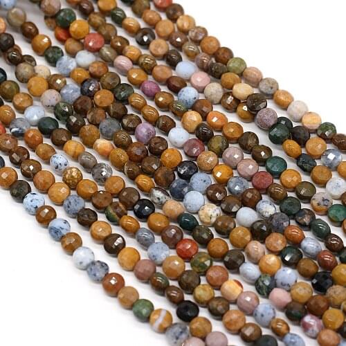 100% Natural Stone Semi-precious Stone Section Oblate Faceted Beaded Marine Stone for DIY Necklace Bracelet Making Jewelry 36cm