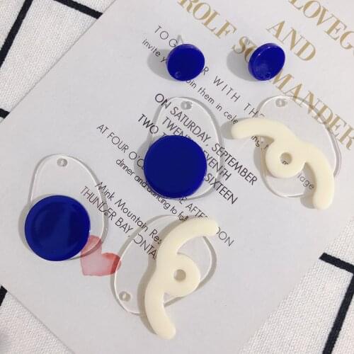 DIY jewelry accessories summer fresh acrylic asymmetric hand-made stitching contrast small earrings earrings 2pcs