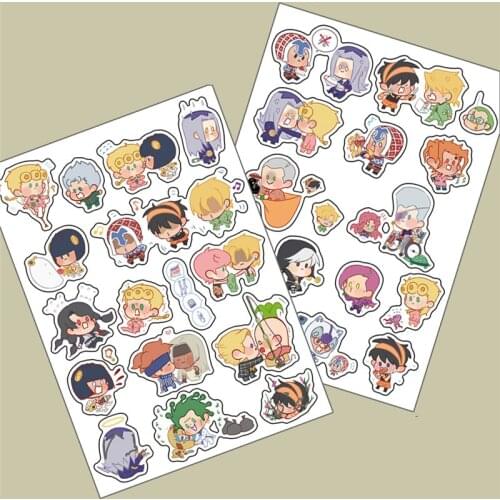 2pcs Cute Anime JoJos Bizarre Adventure Golden Wind Cartoon Printed Paper Stickers Cosplay Prop Home Decor for Boy Girl Toy