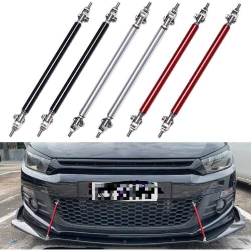 2PCS Universal Racing Car Front Rear Bumper Lip Splitter Spoiler Support Bar Kit Pull Strut Rod Adjustable 15cm Black Red Silver