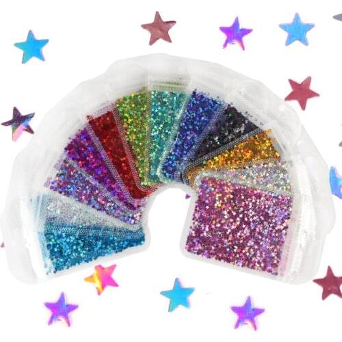 4PCS Holographic Glitter 3D Sequins Five-pointed Star Flakes Nail Art Design Paillette Manicure Accessories Decoration Nail Kits