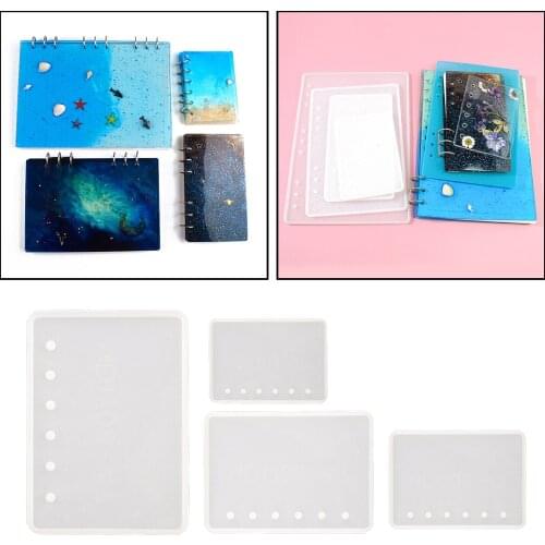 4pcs Silicone Notebook Cover Mold Non-Stick Clear for Making Tool Epoxy Resin Agate Jewelry Accessories