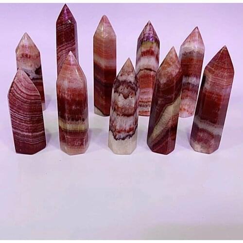 5-8cm Natural Crystal Rhodochrosite Quartz Point Healing Stone Hexagonal Prisms Pork stone Obelisk Wand Treatment crystal